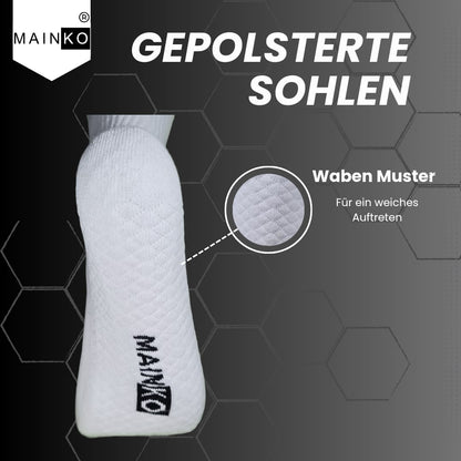 MAINKO ® Tenissocken Sportsocken Unisex, Weiße Socken Herren, Sportsocken, Tennissocken Damen, Weiße Socken, Socken Weiß