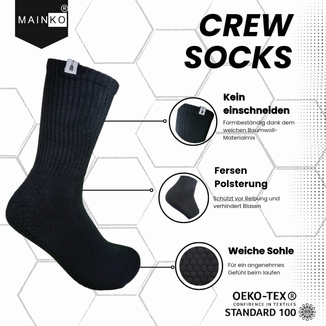 MAINKO ® Tenissocken Sportsocken Unisex, Schwarze Socken Herren, Sportsocken, Tennissocken Damen, Schwarze Socken, Socken Schwarz