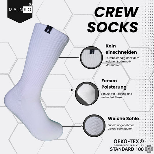 MAINKO ® Tenissocken Sportsocken Unisex, Weiße Socken Herren, Sportsocken, Tennissocken Damen, Weiße Socken, Socken Weiß